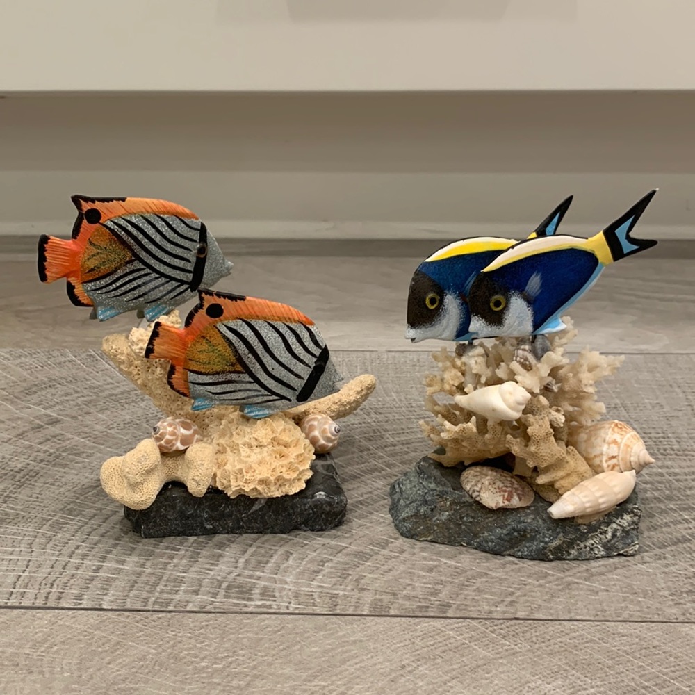 Colorful Fish Figurines on Coral Base